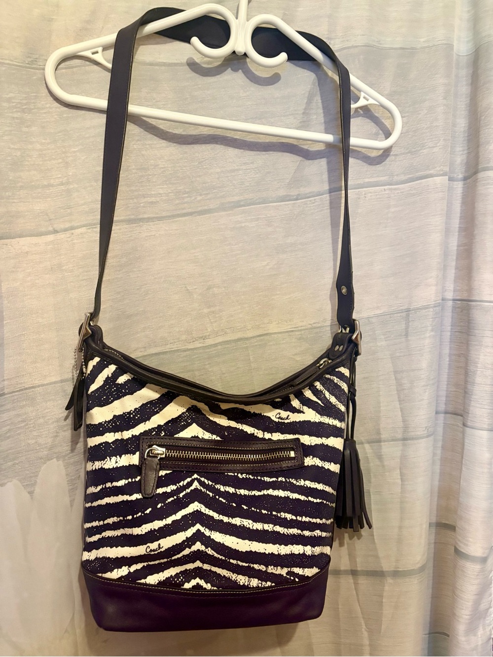 Coach Legacy Purple Zebra Canvas Zip Duffle